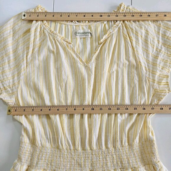 Aventura Dress Womens XL Buttery Yellow White Tiered Lined Skirt Summer Cottage - Picture 4 of 16